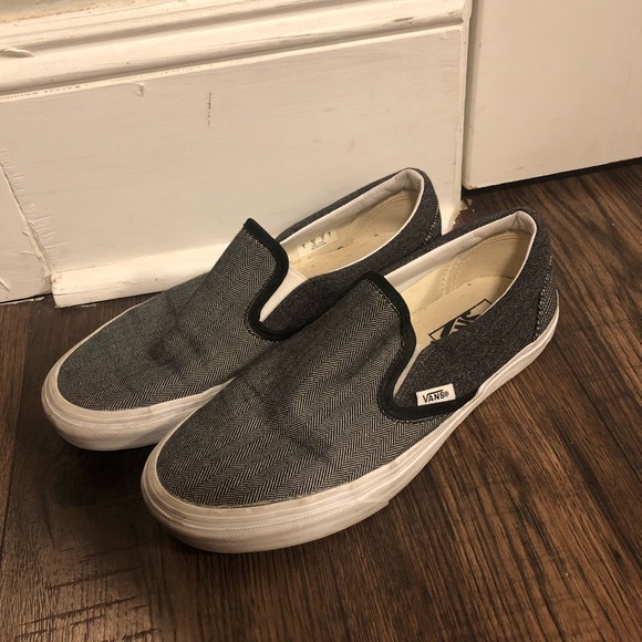 herringbone vans slip on